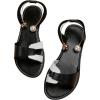 imageOYOANGLE Womens Leather Open Toe Ankle Strap Sandals Pearl Slide On Flat Slingback SandalsBlack and White
