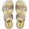imageOYOANGLE Womens Metallic Sequin Sandals Double Straps Open Toe Slide On Flats Sparkly Outdoor SandalsGold