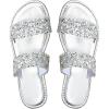 imageOYOANGLE Womens Metallic Sequin Sandals Double Straps Open Toe Slide On Flats Sparkly Outdoor SandalsSilver