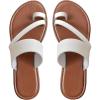 imageOYOANGLE Womens PU Leather Toe Ring Sandals Strappy Slip On Flat Casual Flip Beach Vacation FlopsWhite