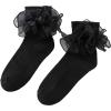 imageOYOANGLE Womens Sheer Ruffle Trim Crew Sock Bwoknot Y2K Lolita Frilly Cute Bobby SocksBlack