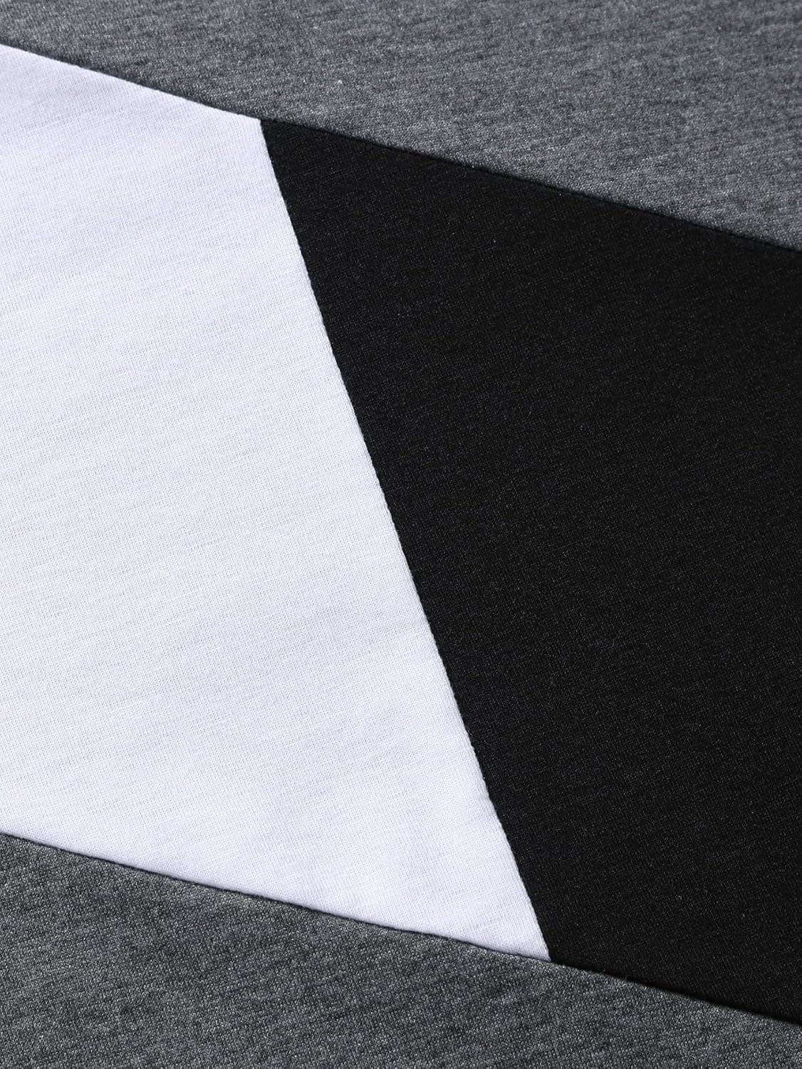 imageOYOANGLE Mens Casual Short Sleeve Colorblock Crewneck Tee Shirt TopsBlack