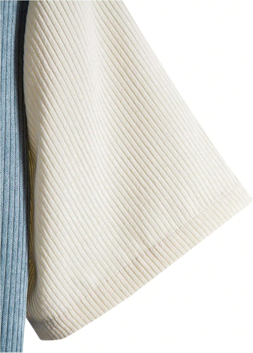 imageOYOANGLE Mens Color Block Button Down Shirts Short Sleeve Corduroy Pocket Front Shirt TopsBlue and White