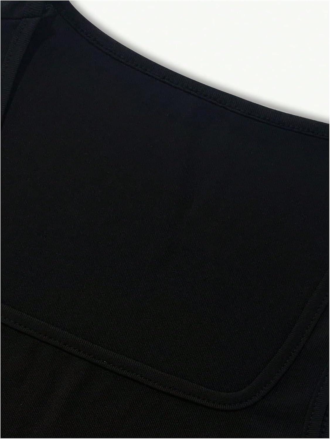 imageOYOANGLE Mens Square Neck Ribbed Knit Tank Top Basic Solid Sleeveless Undershirts Muscle TopsBlack