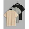 imageOYOANGLE Mens 3 Pack Letter Graphic Print Tees Slogan Short Sleeve T Shirt Summer Casual TopsBlack Green Beige