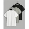 imageOYOANGLE Mens 3 Pack Letter Graphic Print Tees Slogan Short Sleeve T Shirt Summer Casual TopsBlack Green White