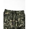 imageOYOANGLE Mens Camo Print Drawstring Waist Casual Baggy Cargo Pants Streetwear with PocketGreen