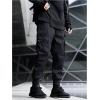 imageOYOANGLE Mens Cargo Pants Casual Joggers Pants Drawstring Waist Streetwear Tapered Pant with PocketsBlack