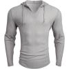 imageOYOANGLE Mens Casaul Drawstring Hoodies Pullover Long Sleeve Waffle Knit Slim Fit Sweatshirt TopGrey