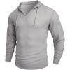 imageOYOANGLE Mens Casaul Drawstring Hoodies Pullover Long Sleeve Waffle Knit Slim Fit Sweatshirt TopGrey