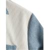 imageOYOANGLE Mens Color Block Button Down Shirts Short Sleeve Corduroy Pocket Front Shirt TopsBlue and White