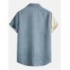 imageOYOANGLE Mens Color Block Button Down Shirts Short Sleeve Corduroy Pocket Front Shirt TopsBlue and White
