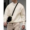 imageOYOANGLE Mens Crewneck Sweatshirts Long Sleeve Drop Shoulder Basic Solid Thermal Casual Pullover ShirtApricot
