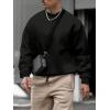 imageOYOANGLE Mens Crewneck Sweatshirts Long Sleeve Drop Shoulder Basic Solid Thermal Casual Pullover ShirtBlack