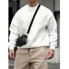 imageOYOANGLE Mens Crewneck Sweatshirts Long Sleeve Drop Shoulder Basic Solid Thermal Casual Pullover ShirtWhite
