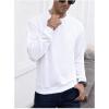 imageOYOANGLE Mens Crewneck Sweatshirts Long Sleeve Drop Shoulder Basic Solid Thermal Casual Pullover ShirtWhite