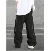 imageOYOANGLE Mens Drawstring Waist Casual Baggy Joggers Pants Loose Fit Straight Leg PantsBlack