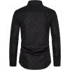 imageOYOANGLE Mens Long Sleeve Button Down Shirts Geo Print Business Casual Formal Dress ShirtsBlack