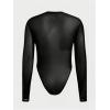 imageOYOANGLE Mens Long Sleeve Sheer Bodysuit Crew Neck Slim Fit Mesh Shirt Y2K Party Clubwear StreetwearBlack