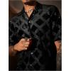 imageOYOANGLE Mens Rhinestone Sparkly Plaid Button Down Shirt Party Short Sleeve Collared ShirtsBlack