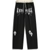 imageOYOANGLE Mens StraightLegs Elastic Drawstring Waist Pants Athletic Sweatpants Lounge Pants with PocketBlack Letter