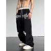 imageOYOANGLE Mens StraightLegs Elastic Drawstring Waist Pants Athletic Sweatpants Lounge Pants with PocketBlack Letter