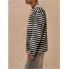 imageOYOANGLE Mens Striped Print Long Sleeve T Shirts Oversized Drop Shoulder Tops Graphic TeesBlack White