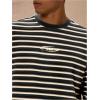 imageOYOANGLE Mens Striped Print Long Sleeve T Shirts Oversized Drop Shoulder Tops Graphic TeesBlack White