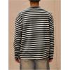 imageOYOANGLE Mens Striped Print Long Sleeve T Shirts Oversized Drop Shoulder Tops Graphic TeesBlack White