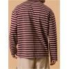 imageOYOANGLE Mens Striped Print Long Sleeve T Shirts Oversized Drop Shoulder Tops Graphic TeesBurgundy