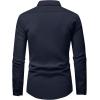 imageOYOANGLE Mens Textured Button Down Long Sleeve Shirts Business Casual Dress ShirtDeep Blue