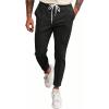 imageOYOANGLE Mens Textured Drawstring Tapered Pants Solid Business Casual Trousers with PocketBlack