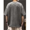 imageOYOANGLE Mens Vintage Half Sleeve TShirt Oversized Drop Shoulder Summer Tee TopGrey