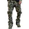 imageOYOANGLE Mens Camo Print Drawstring Waist Casual Baggy Cargo Pants Streetwear with PocketGreen