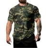 imageOYOANGLE Mens Camo Print Short Sleeve T Shirt Crew Neck Camouflage Tee Summer Workout Muscle TopsArmy Green