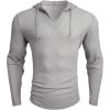imageOYOANGLE Mens Casaul Drawstring Hoodies Pullover Long Sleeve Waffle Knit Slim Fit Sweatshirt TopGrey