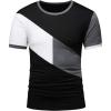 imageOYOANGLE Mens Casual Short Sleeve Colorblock Crewneck Tee Shirt TopsBlack White Grey