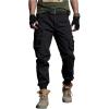 imageOYOANGLE Mens Jogger Cargo Pants Flap Pocket Lightweight Outdoor Hiking Work PantsBlack