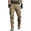 imageOYOANGLE Mens Jogger Cargo Pants Flap Pocket Lightweight Outdoor Hiking Work PantsKhaki