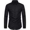 imageOYOANGLE Mens Long Sleeve Button Down Shirts Geo Print Business Casual Formal Dress ShirtsBlack