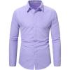 imageOYOANGLE Mens Long Sleeve Button Down Shirts Geo Print Business Casual Formal Dress ShirtsLight Purple