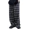 imageOYOANGLE Mens Plaid Print Drawstring Waist Straight Leg Long Pants with Pocket Y2k Streetwear Cargo PantsBlack and White