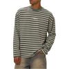 imageOYOANGLE Mens Striped Print Long Sleeve T Shirts Oversized Drop Shoulder Tops Graphic TeesBlue and White