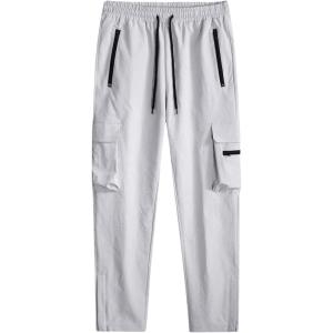imageOYOANGLE Mens Cargo Joggers Lightweight Quick Dry Athletic Hiking Pants Workout Casual JoggersGrey