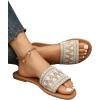 imageOYOANGLE Womens Boho Style Embroidered Flat Sandals Slide Sandals Fashion Flat Sandals Beach SlippersBeige