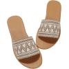 imageOYOANGLE Womens Boho Style Embroidered Flat Sandals Slide Sandals Fashion Flat Sandals Beach SlippersBeige