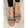 imageOYOANGLE Womens Boho Style Embroidered Flat Sandals Slide Sandals Fashion Flat Sandals Beach SlippersBlack