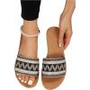 imageOYOANGLE Womens Boho Style Embroidered Flat Sandals Slide Sandals Fashion Flat Sandals Beach SlippersBlack