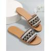 imageOYOANGLE Womens Boho Style Embroidered Flat Sandals Slide Sandals Fashion Flat Sandals Beach SlippersBlack