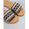 imageOYOANGLE Womens Boho Style Embroidered Flat Sandals Slide Sandals Fashion Flat Sandals Beach SlippersBlack